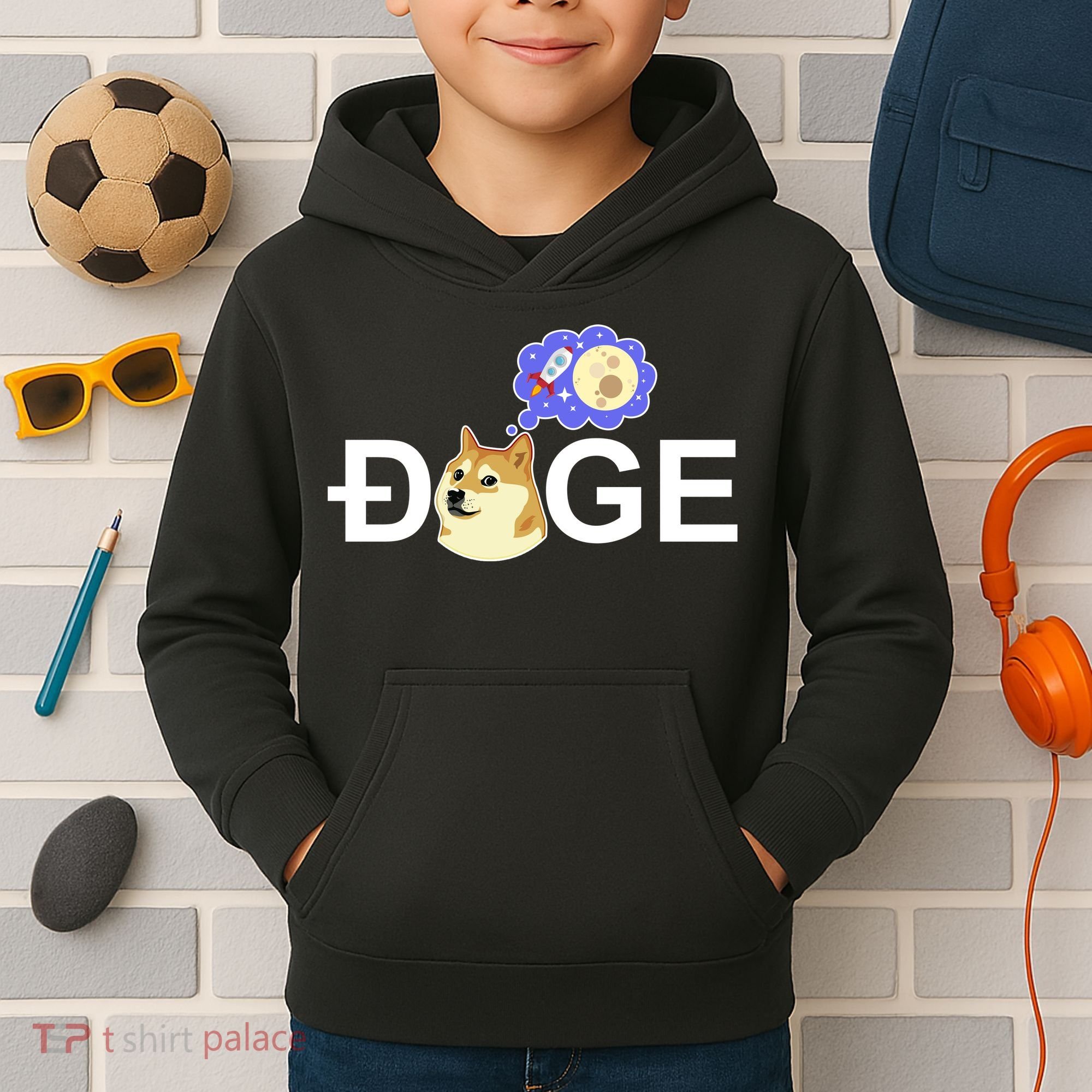 Funny Doge Meme Dogecoin Currency Kids Hoodie