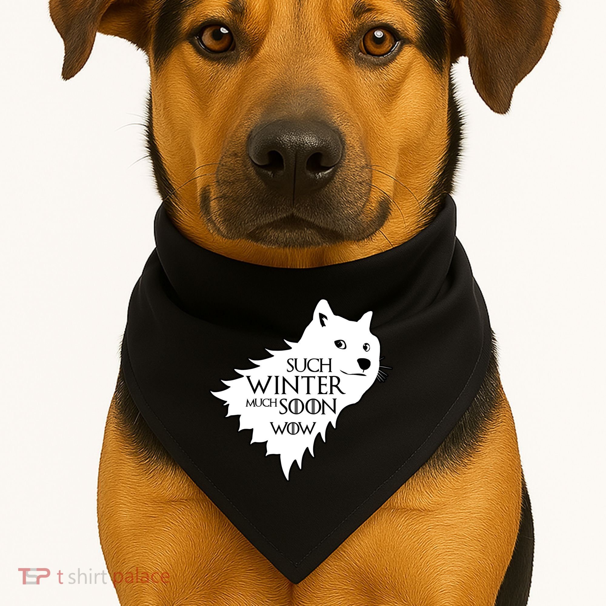 Funny Doge Such Winter Much Soon USA-Made Doggie Bandana