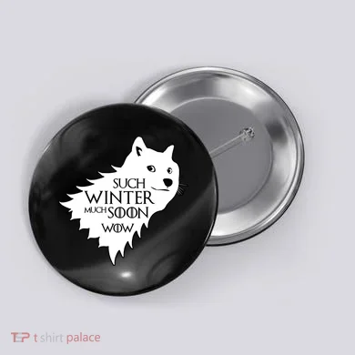 Funny Doge Such Winter Much Soon Button