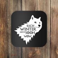 Funny Doge Such Winter Much Soon Coaster thumb 0