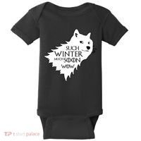 Funny Doge Such Winter Much Soon Baby Bodysuit thumb 0