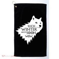 Funny Doge Such Winter Much Soon Golf Towel thumb 0