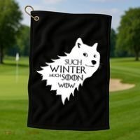 Funny Doge Such Winter Much Soon Golf Towel thumb 1