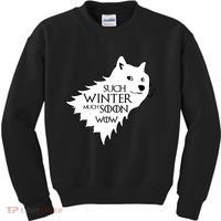Funny Doge Such Winter Much Soon Kids Sweatshirt thumb 0
