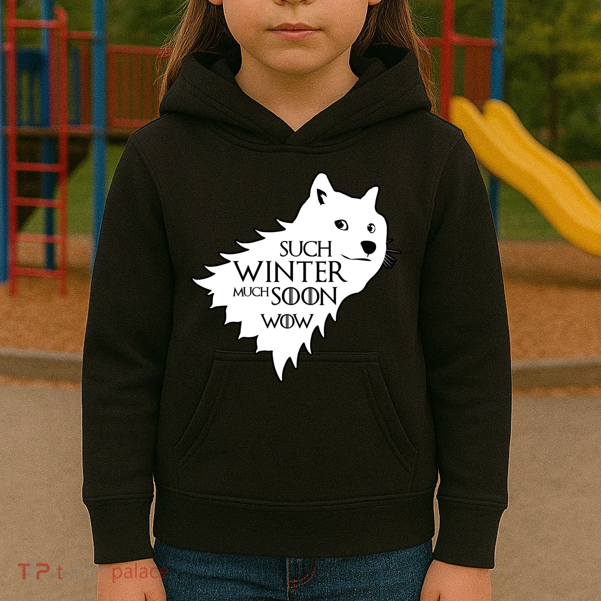 Funny Doge Such Winter Much Soon Kids Hoodie