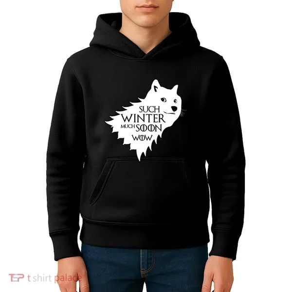 Funny Doge Such Winter Much Soon Kids Hoodie