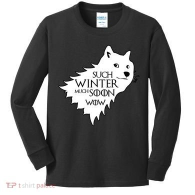 Funny Doge Such Winter Much Soon Kids Long Sleeve Shirt