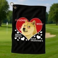 Funny Doge Valentine Meme Golf Towel thumb 1