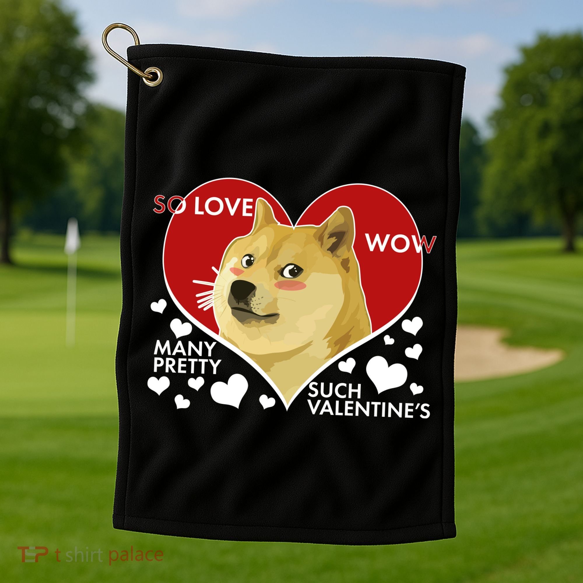Funny Doge Valentine Meme Golf Towel