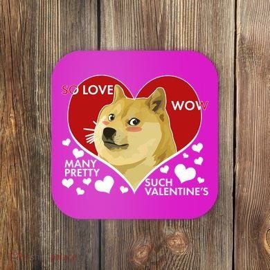 Funny Doge Valentine Meme Coaster