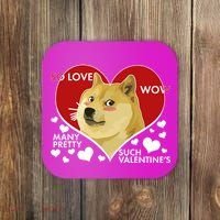 Funny Doge Valentine Meme Coaster thumb 0