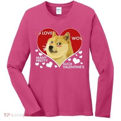Funny Doge Valentine Meme Women's Long Sleeve Shirt