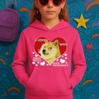 Funny Doge Valentine Meme Kids Hoodie thumb 3