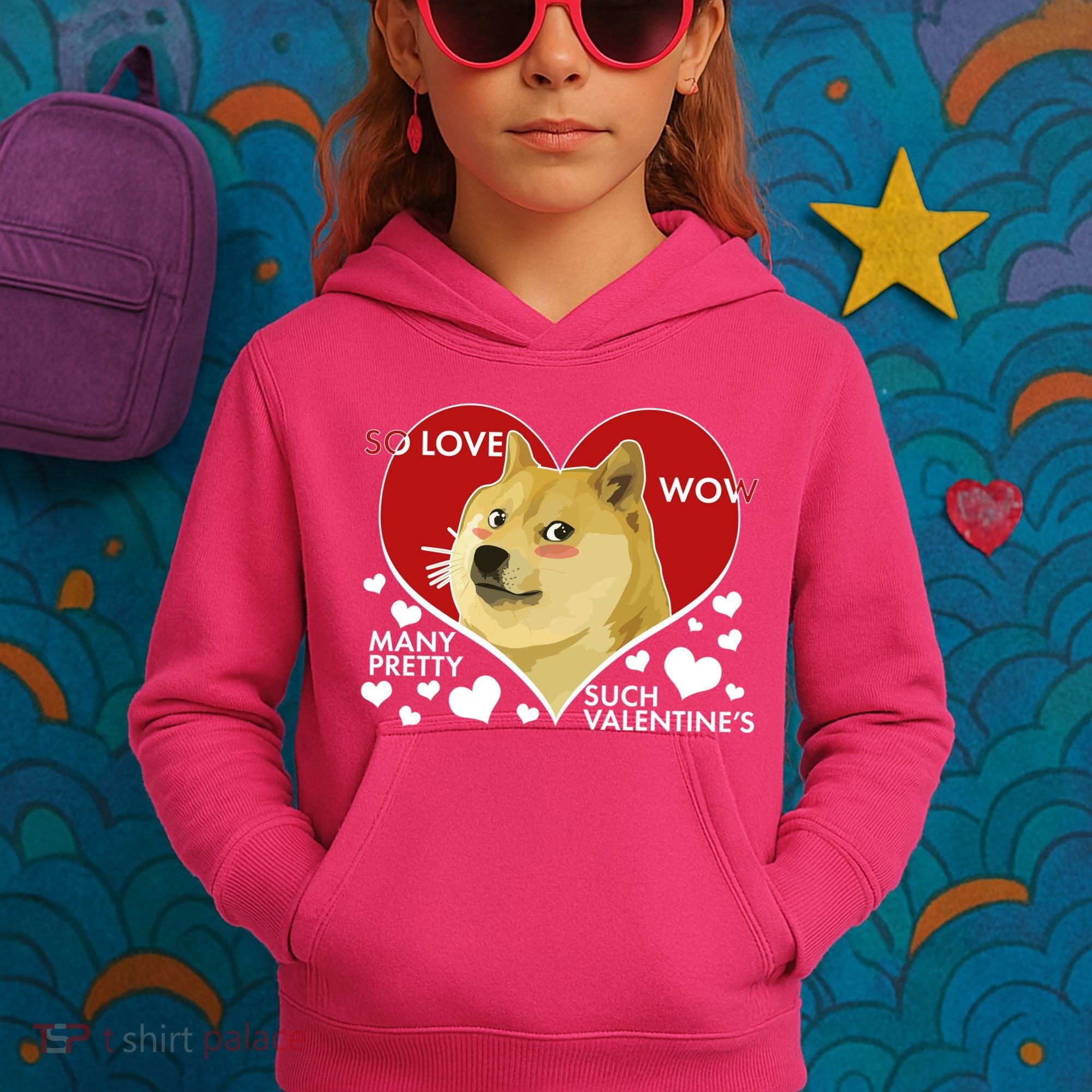 Funny Doge Valentine Meme Kids Hoodie