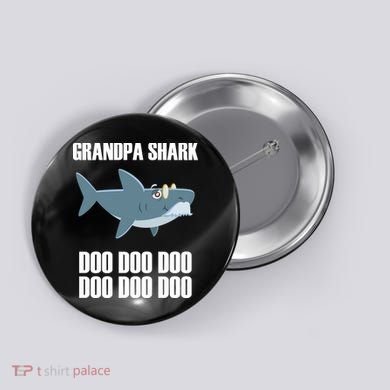 Funny Doo Grandpa Shark Button