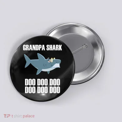 Funny Doo Grandpa Shark Button