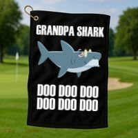 Funny Doo Grandpa Shark Golf Towel thumb 1