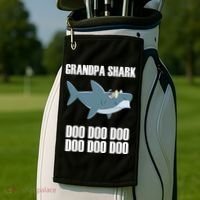 Funny Doo Grandpa Shark Golf Towel thumb 2