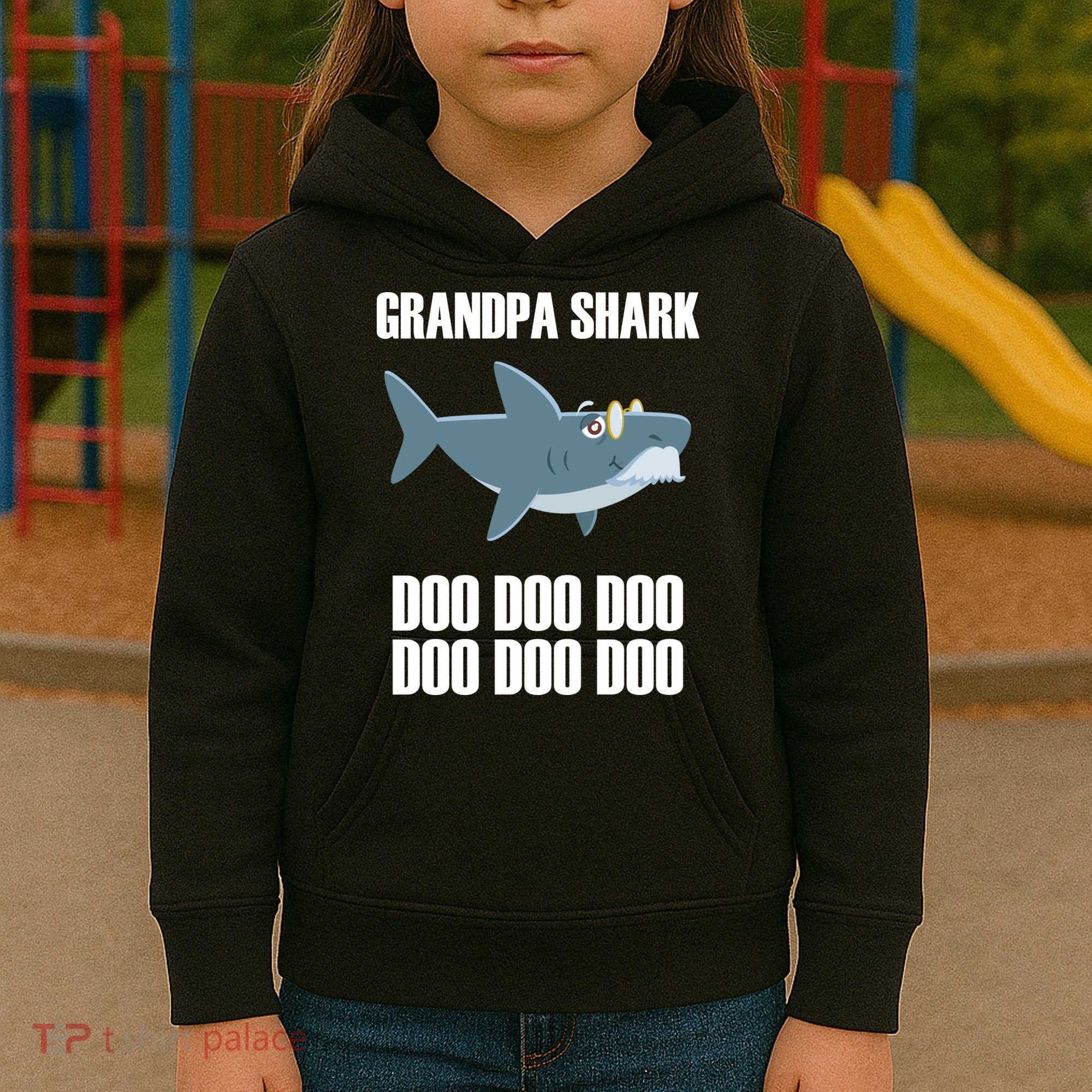 Funny Doo Grandpa Shark Kids Hoodie