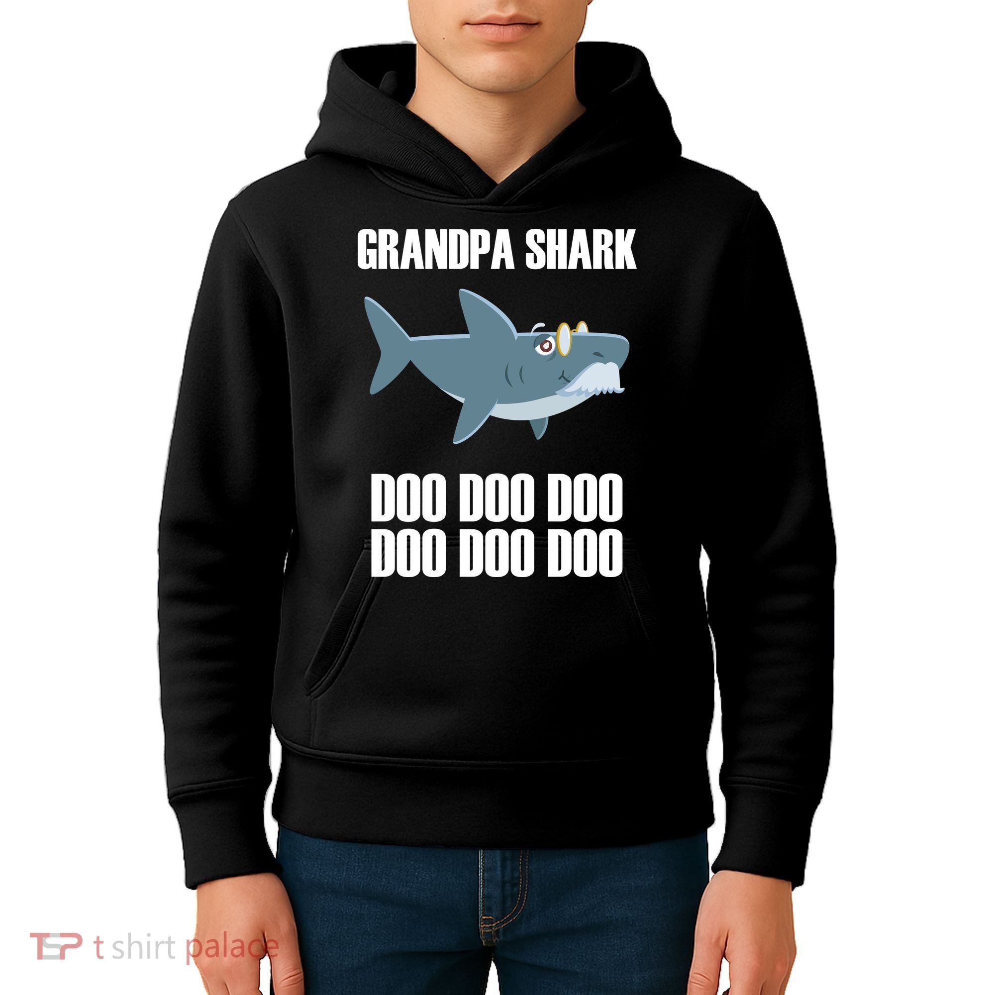 Funny Doo Grandpa Shark Kids Hoodie