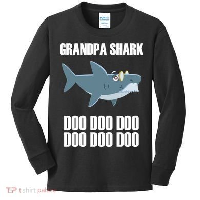 Funny Doo Grandpa Shark Kids Long Sleeve Shirt