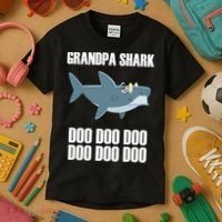 Funny Doo Grandpa Shark Kids T-Shirt thumb 3