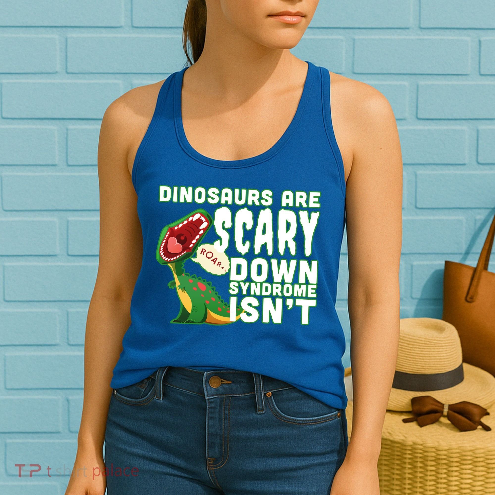 Funny Down Syndrome Awareness Dinosaurs Women's Tank Top