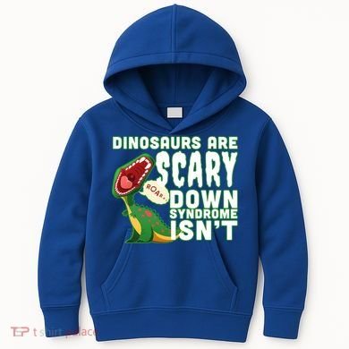 Funny Down Syndrome Awareness Dinosaurs Kids Hoodie