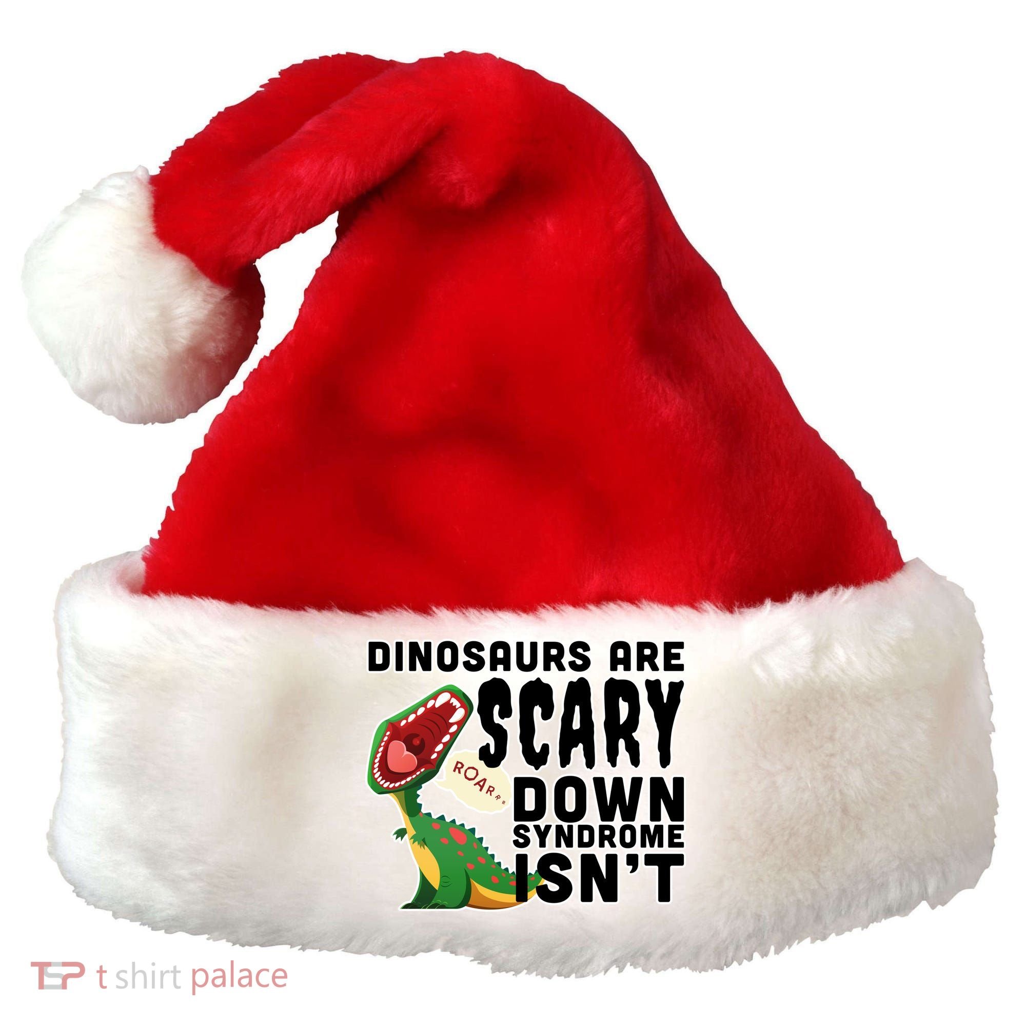 Funny Down Syndrome Awareness Dinosaurs Santa Hat