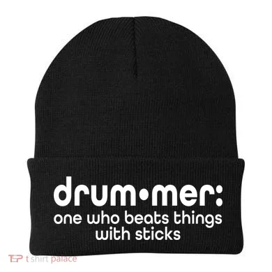 Funny Drummer Definition Beats With Sticks Beanie
