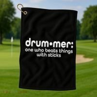 Funny Drummer Definition Beats With Sticks Golf Towel thumb 1