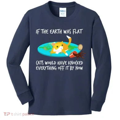 Funny Earth Cat Kids Long Sleeve Shirt