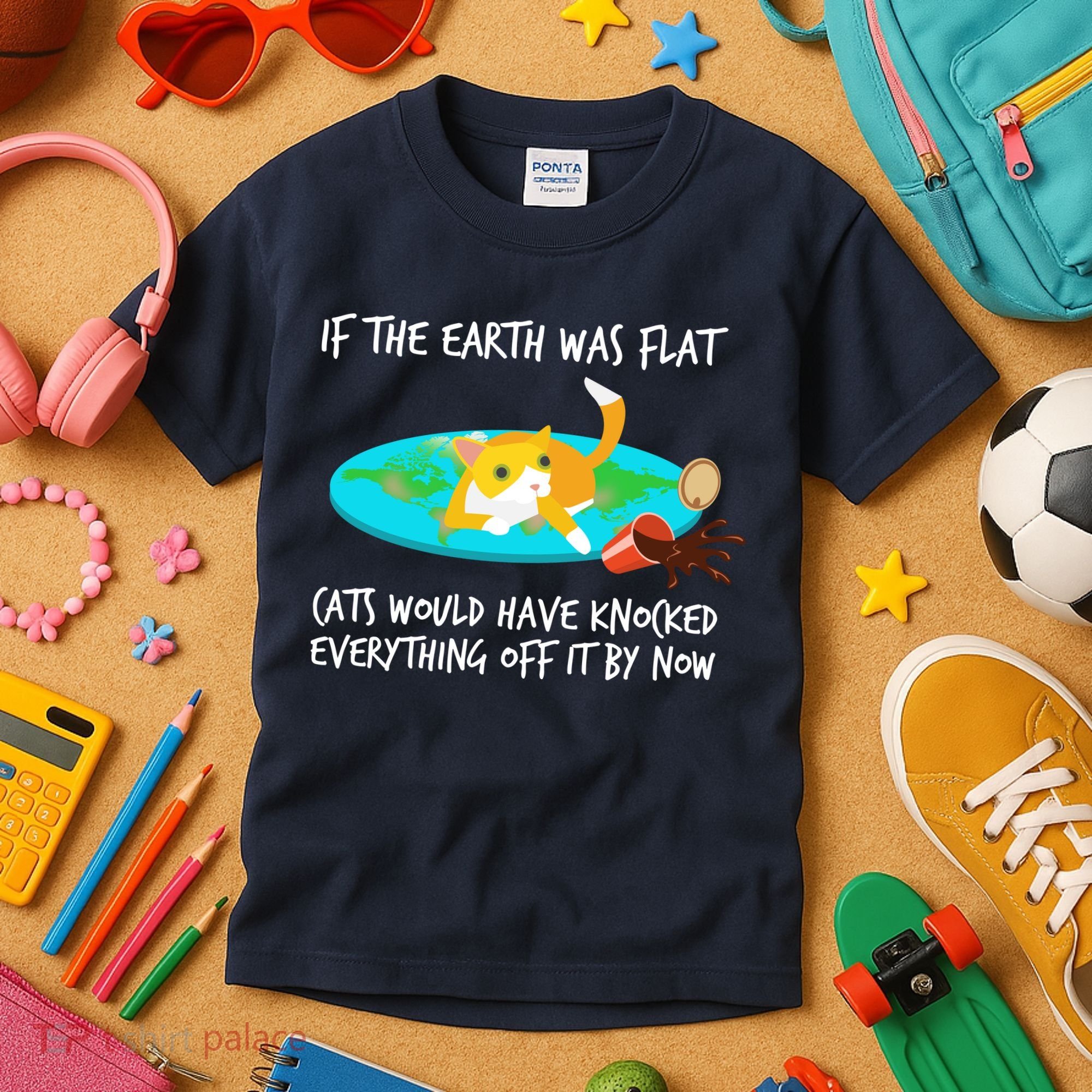 Funny Earth Cat Kids T-Shirt