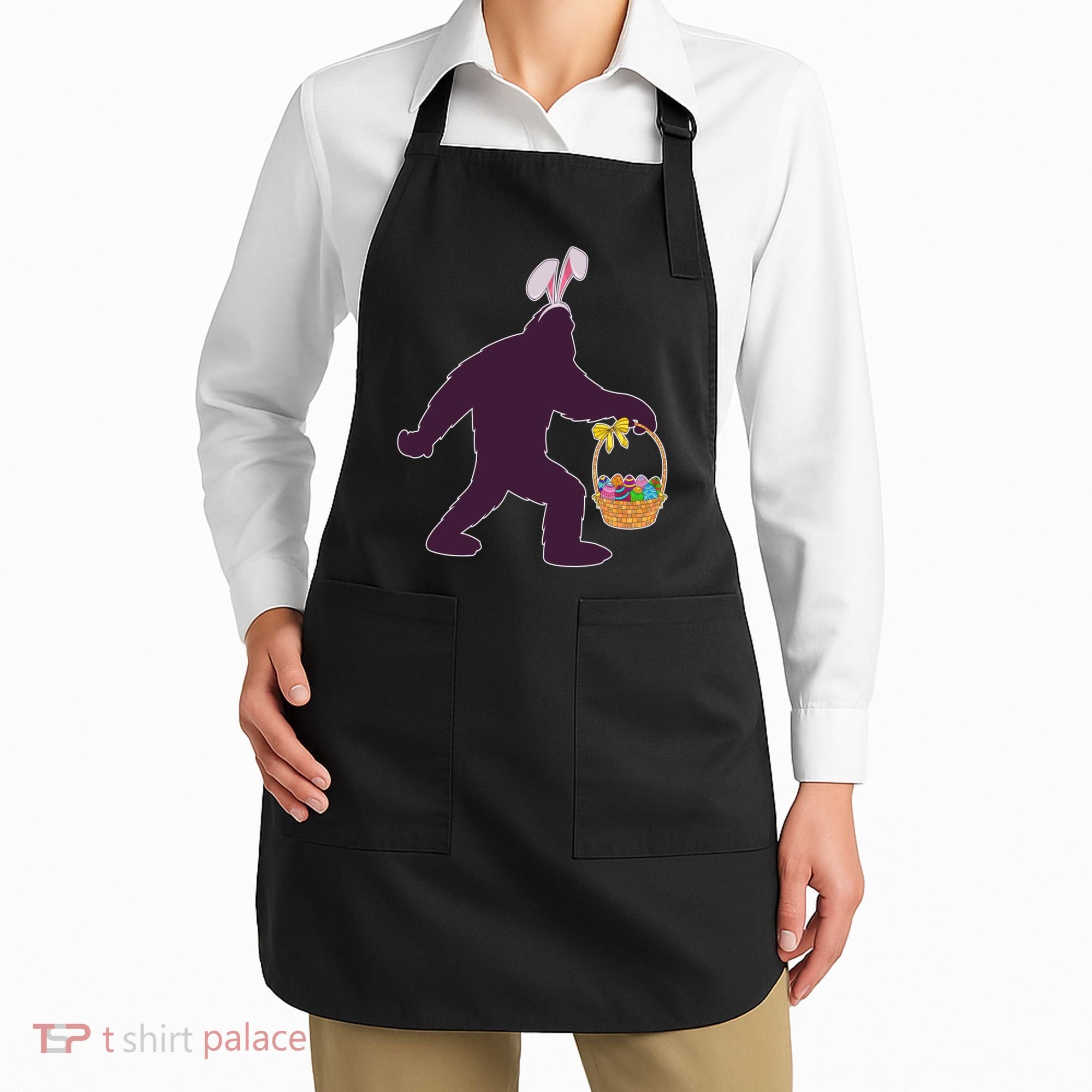 Funny Easter Bunny Eared Bigfoot Sasquatch  Apron