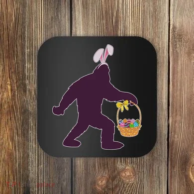 Funny Easter Bunny Eared Bigfoot Sasquatch  Coaster