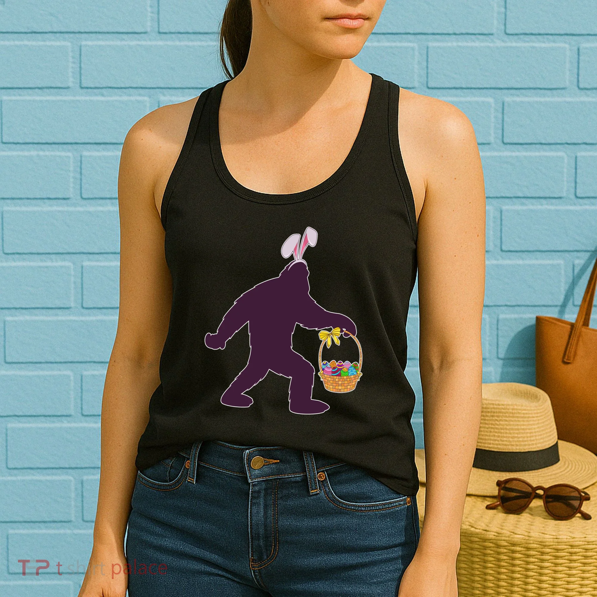 Funny Easter Bunny Eared Bigfoot Sasquatch  Women's Tank Top