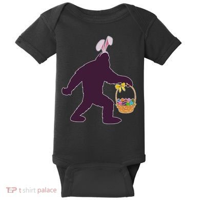 Funny Easter Bunny Eared Bigfoot Sasquatch  Baby Bodysuit