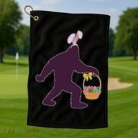 Funny Easter Bunny Eared Bigfoot Sasquatch  Golf Towel thumb 1