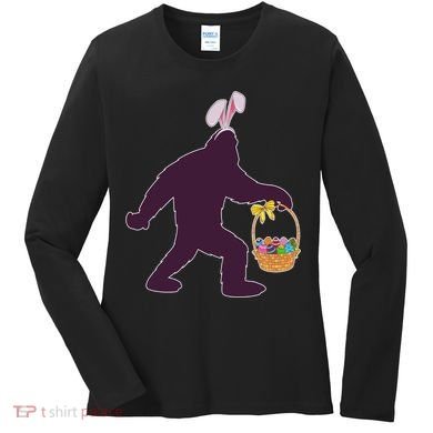 Funny Easter Bunny Eared Bigfoot Sasquatch  Women's Long Sleeve Shirt