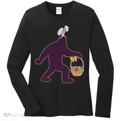 Funny Easter Bunny Eared Bigfoot Sasquatch  Women's Long Sleeve Shirt