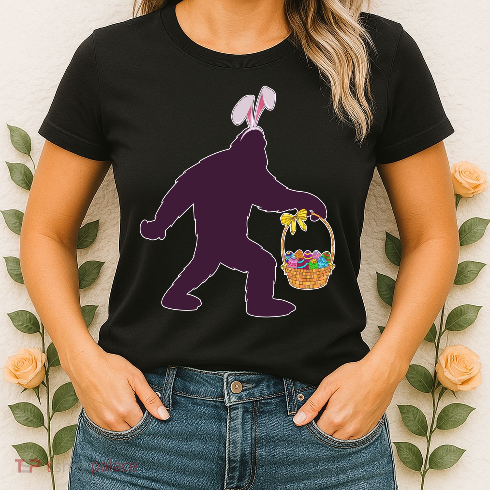 Funny Easter Bunny Eared Bigfoot Sasquatch  Women's T-Shirt