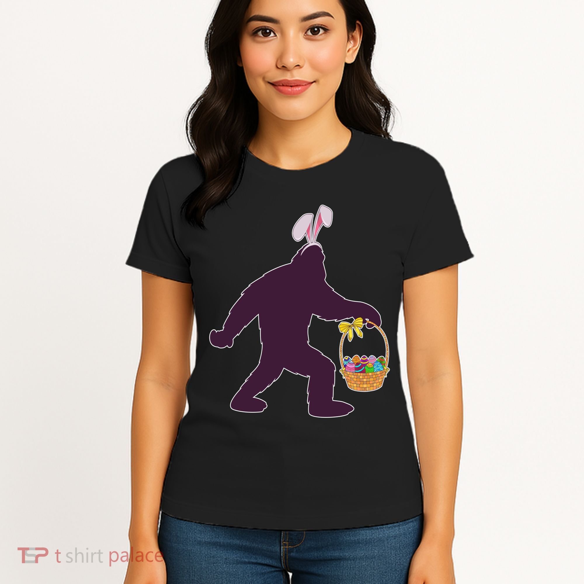Funny Easter Bunny Eared Bigfoot Sasquatch  Women's T-Shirt