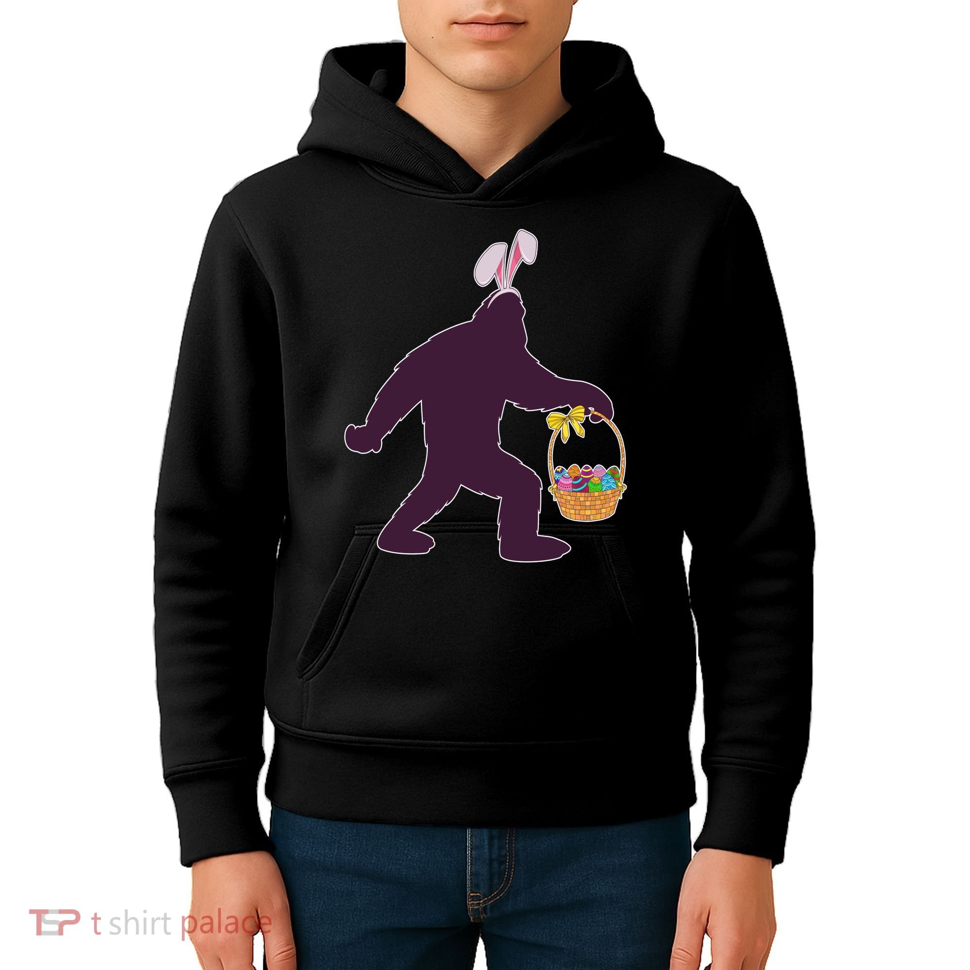 Funny Easter Bunny Eared Bigfoot Sasquatch  Kids Hoodie