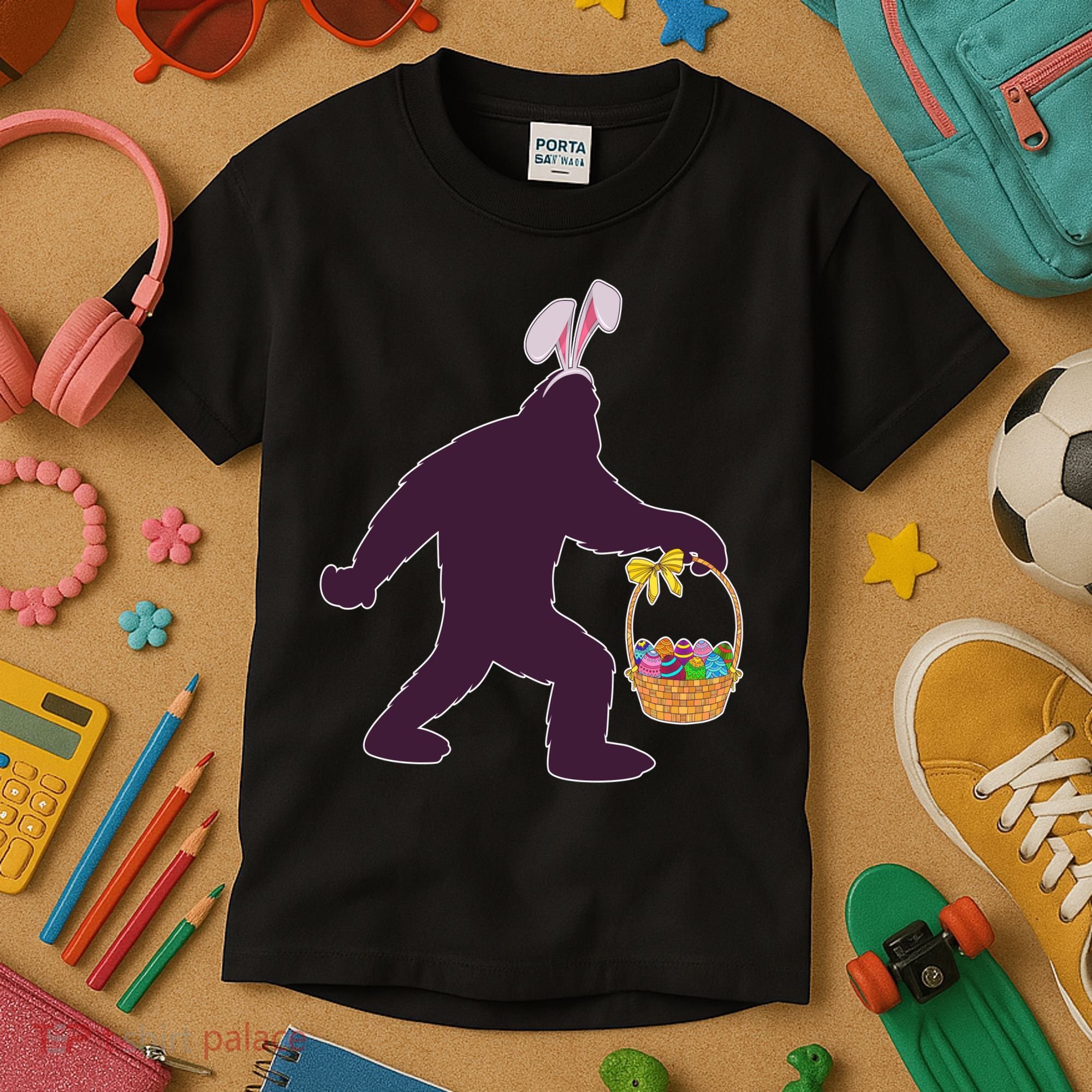 Funny Easter Bunny Eared Bigfoot Sasquatch  Kids T-Shirt