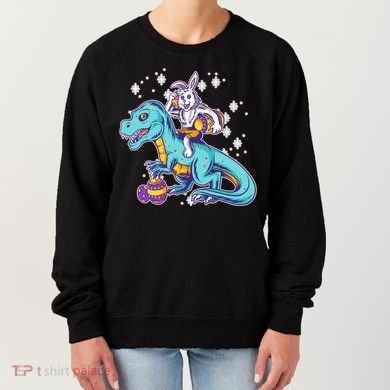 Funny Easter Bunny Riding T-Rex Women's Sweatshirt