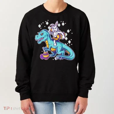 Funny Easter Bunny Riding T-Rex Women's Sweatshirt