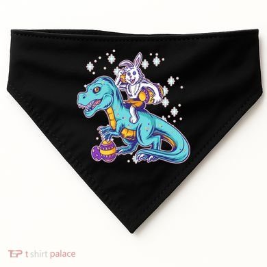 Funny Easter Bunny Riding T-Rex USA-Made Doggie Bandana