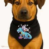 Funny Easter Bunny Riding T-Rex USA-Made Doggie Bandana thumb 1