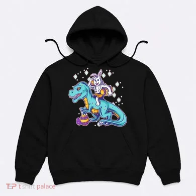 Funny Easter Bunny Riding T-Rex Hoodie