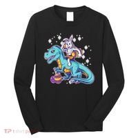 Funny Easter Bunny Riding T-Rex Long Sleeve Shirt thumb 0